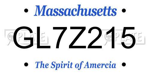 GL7Z215 Massachusetts License Plate