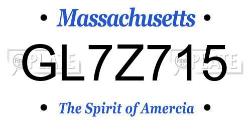 GL7Z715 Massachusetts License Plate