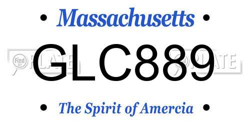 GLC889 Massachusetts License Plate