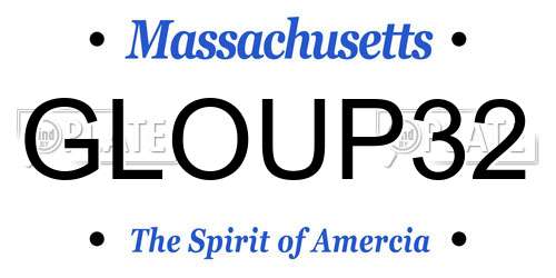 GLOUP32 Massachusetts License Plate