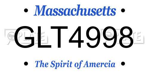 GLT4998 Massachusetts License Plate