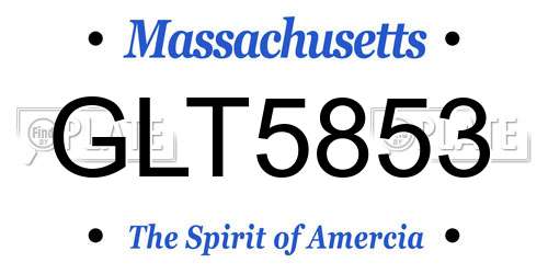 GLT5853 Massachusetts License Plate
