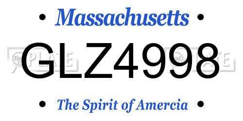 GLZ4998 Massachusetts License Plate
