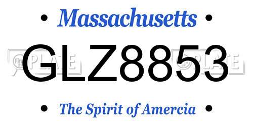 GLZ8853 Massachusetts License Plate