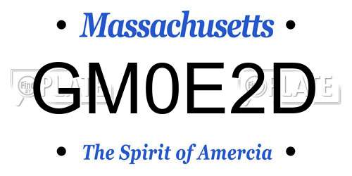 GM0E2D Massachusetts License Plate
