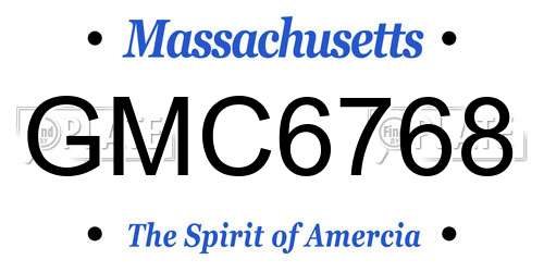 GMC6768 Massachusetts License Plate