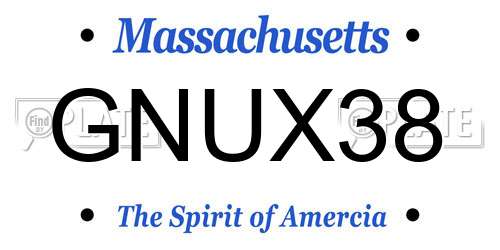 GNUX38 Massachusetts License Plate