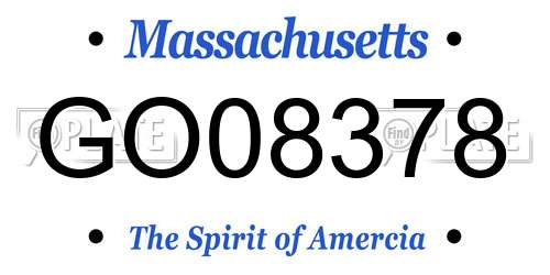 GO08378 Massachusetts License Plate