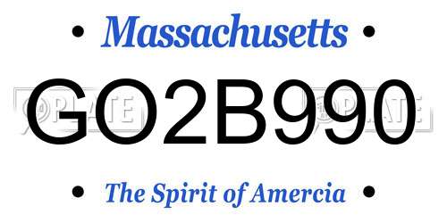 GO2B990 Massachusetts License Plate
