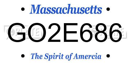 GO2E686 Massachusetts License Plate