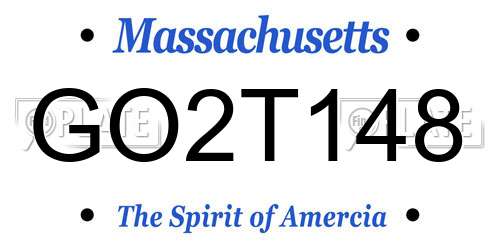 GO2T148 Massachusetts License Plate