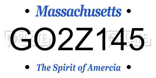 GO2Z145 Massachusetts License Plate