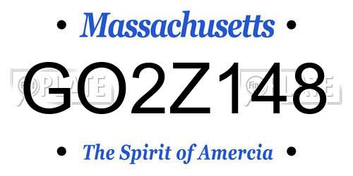 GO2Z148 Massachusetts License Plate