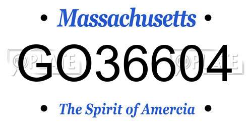 GO36604 Massachusetts License Plate