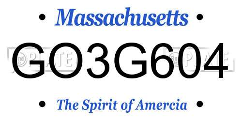 GO3G604 Massachusetts License Plate