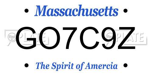 GO7C9Z Massachusetts License Plate