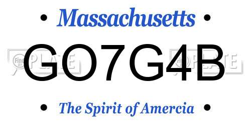 GO7G4B Massachusetts License Plate
