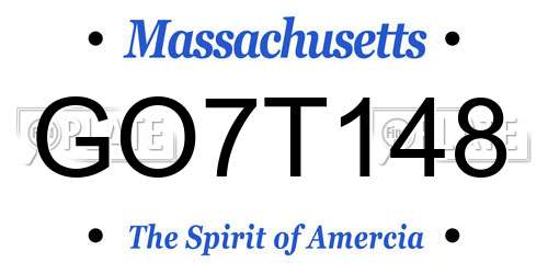 GO7T148 Massachusetts License Plate