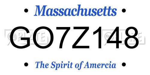 GO7Z148 Massachusetts License Plate