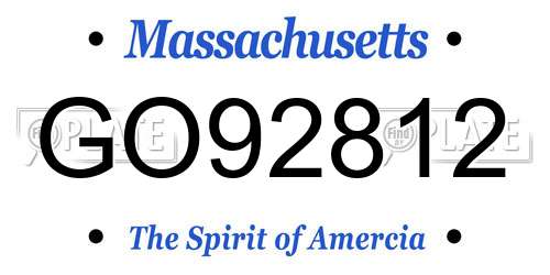 GO92812 Massachusetts License Plate