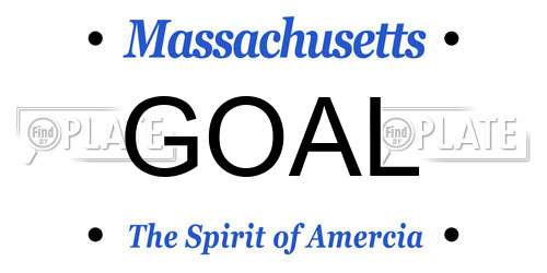 GOAL Massachusetts License Plate