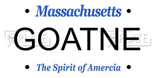 GOATNE Massachusetts License Plate