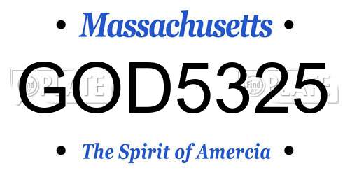 GOD5325 Massachusetts License Plate