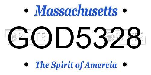 GOD5328 Massachusetts License Plate