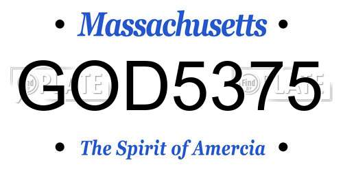 GOD5375 Massachusetts License Plate