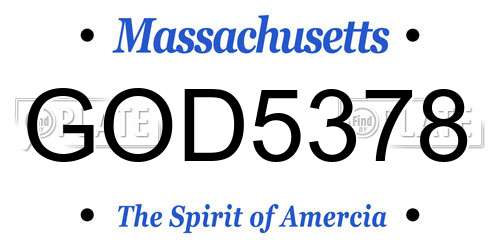 GOD5378 Massachusetts License Plate