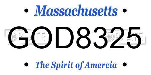 GOD8325 Massachusetts License Plate