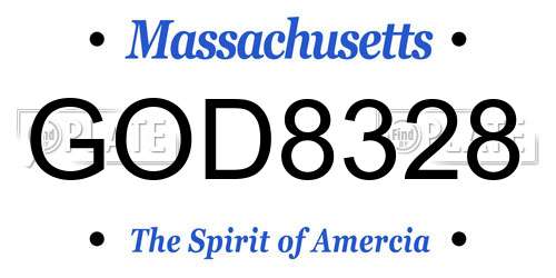 GOD8328 Massachusetts License Plate