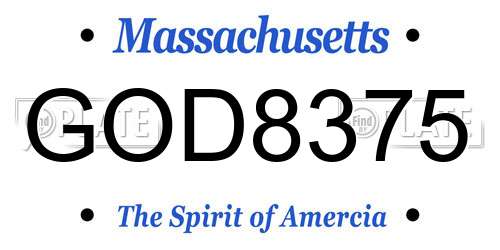 GOD8375 Massachusetts License Plate