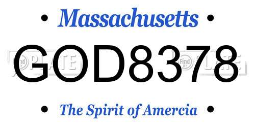 GOD8378 Massachusetts License Plate
