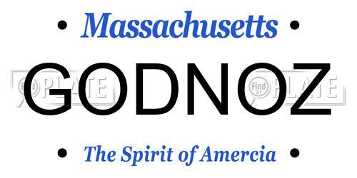 GODNOZ Massachusetts License Plate