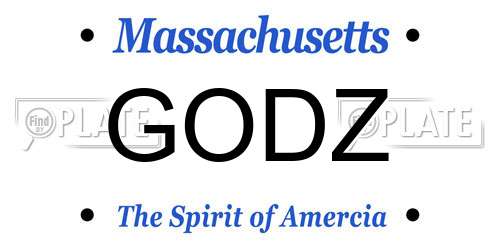 GODZ Massachusetts License Plate