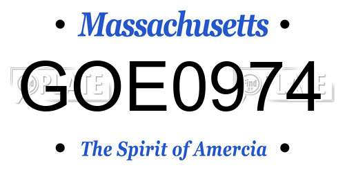 GOE0974 Massachusetts License Plate