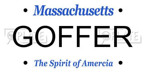 GOFFER Massachusetts License Plate