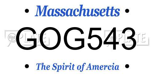 GOG543 Massachusetts License Plate
