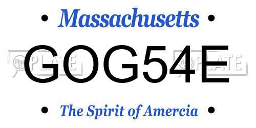 GOG54E Massachusetts License Plate