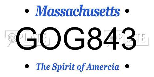GOG843 Massachusetts License Plate