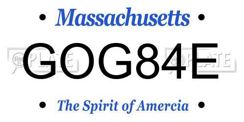 GOG84E Massachusetts License Plate