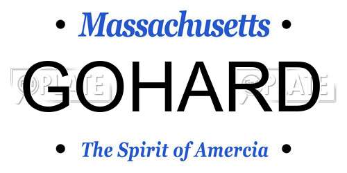 GOHARD Massachusetts License Plate