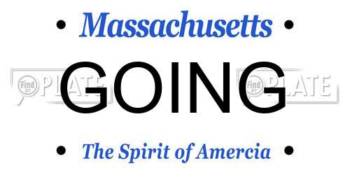 GOING Massachusetts License Plate