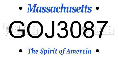 GOJ3087 Massachusetts License Plate
