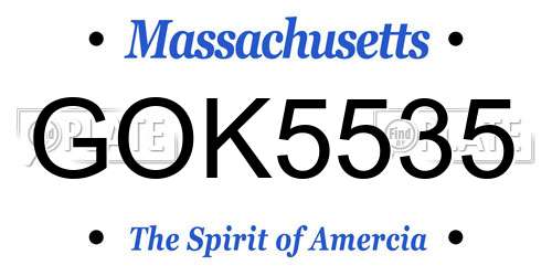 GOK5535 Massachusetts License Plate