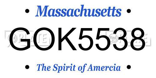 GOK5538 Massachusetts License Plate