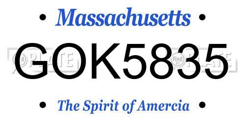 GOK5835 Massachusetts License Plate