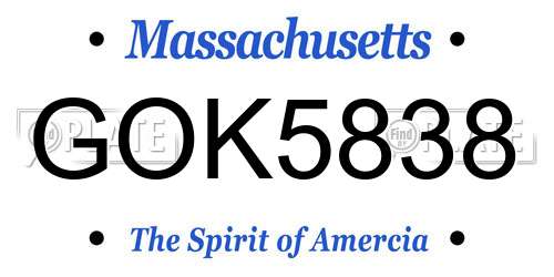 GOK5838 Massachusetts License Plate