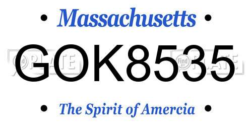 GOK8535 Massachusetts License Plate